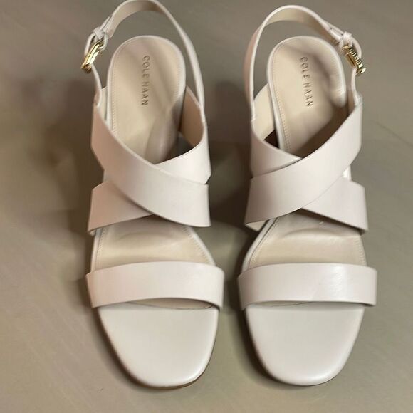 Cole Haan Cynthia Block Heel Sandal Leather W18138 Pumice Stone 11 - Picture 6 of 12